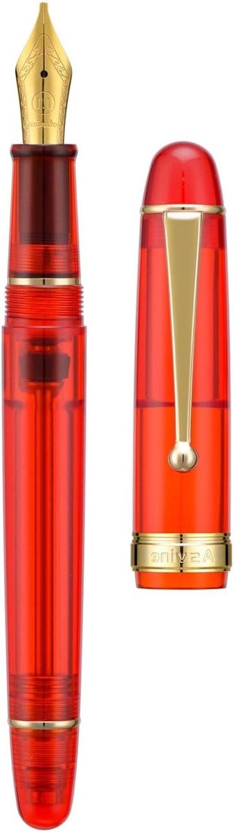 Transparante Rode Acryl Vulpen met Medium Nib en Grote Capaciteit in Luxe Cadeauverpakking - Perfect voor Schrijven en Collectie