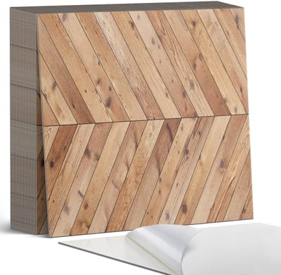 Coloray Plaktegels - Diagonaal bordpatroon Zelfklevende Tegels - 20 cm x 20 cm - Bruin Plaktegels - 20 stuks - Vierkant PVC Tegels - Plaktegels Badkamer - Plaktegels Vloer - Vinyl Tegels - Wandtegel Zelfklevend