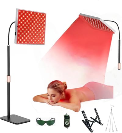 LED Therapie Paneel - Lichttherapie Lamp - Huidverbetering Pijnverlichting - 225 LEDs 660nm 850nm - 5 Niveaus Timer - Zwart