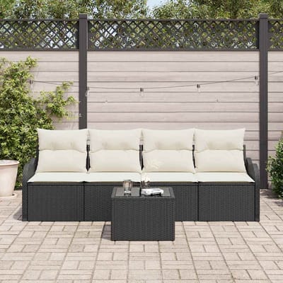 vidaXL - Tuinbank - Set - 5 - st - 4-Aantal - zitplaatsen - Zwart - en - Crème