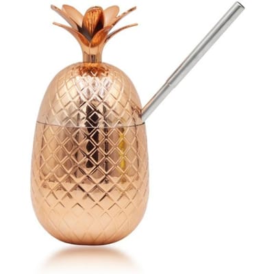 Cocktailbekers Plastic Wijnglas Ananas Sippy Cup Zomer Strandfeest Wijnglazen Drinkbeker Roestvrijstalen Rietjesbeker brown