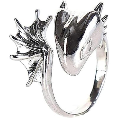 Bague tendance en émail avec petit dragon bleu ciel étoilé pour femme, anneau coloré et frais, ajustable, unisexe, breloque, punk, bijoux, cadeau argenté