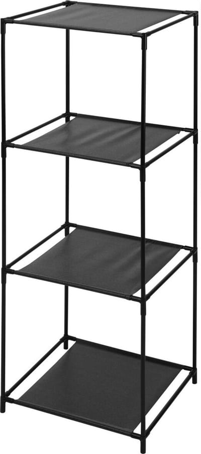 Opbergrek 3-laags - metaal - kunststof - zwart - 34 x 104 cm - voor opbergmanden
