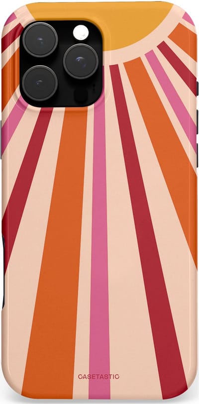 Casetastic Hoesje Geschikt voor Apple iPhone 16 Pro Max Magsafe - Stijlvolle Beschermende Duo-layer Case - Retro straal
