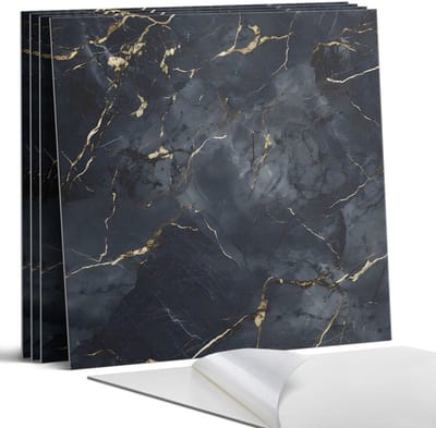 Coloray Wandpanelen Zelfklevend - Elegant marmer met aderen Zelfklevende Wandpanelen - 50 cm x 50 cm - Zwart Wandpaneel PVC - 4 stuks - Texturen Wandpanelen Zelfklevend - Keuken Wandpanelen - Wandpanelen Badkamer