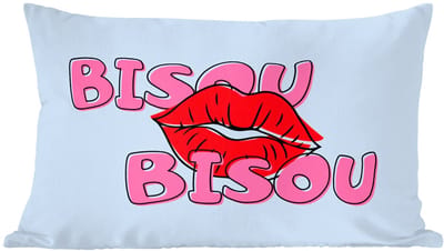 Sierkussens - Kussentjes Woonkamer - 60x40 cm - Bisou - Blauw - Roze - Lippen