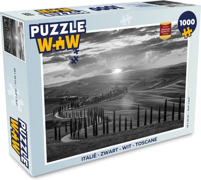 Puzzel Italië - Zwart - Wit - Toscane - Legpuzzel - Puzzel 1000 stukjes volwassenen