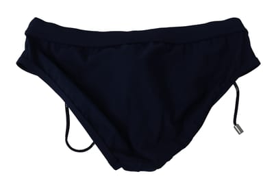 Dolce & Gabbana Mannen Blauw Logo Beachwear Slip Nylon Stretch Zwemkleding