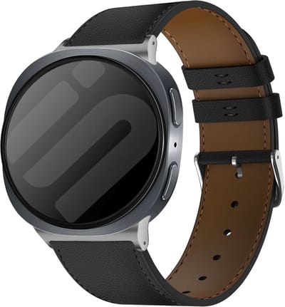 Strap-it Leren band - Bandje leer met gespsluiting geschikt voor Samsung Galaxy Watch 9 (40/44mm) / Watch 8 (40/44mm) / 8 Classic (46mm) - zwart