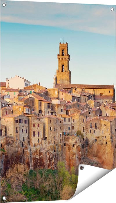 Gards Tuinposter Oude Stad in Toscane, Itali� - 60x90 cm - Tuindoek - Tuindecoratie - Wanddecoratie buiten - Tuinschilderij