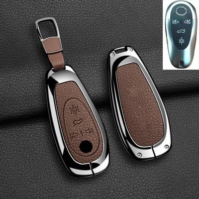 Nouveau Étui de Protection pour Clé de Voiture à Distance Mode Pour Morris Garages Mg Cyberster Alliage de Zinc Cuir Coque de Protection Porte-clés Accessoires black