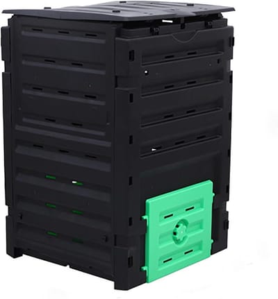 Compostbak, 120 gallon (450 L) Grote Outdoor Compostering Box w/Top Flip Latch-on Deksel, Onderste Uitgang Deur, Gras Voedsel Prullenbak Composter Vat voor Tuin Yard