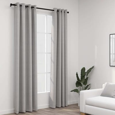 vidaXL - Gordijnen - linnen-look - verduisterend - ogen - 2 - st - 140x225 - cm - grijs