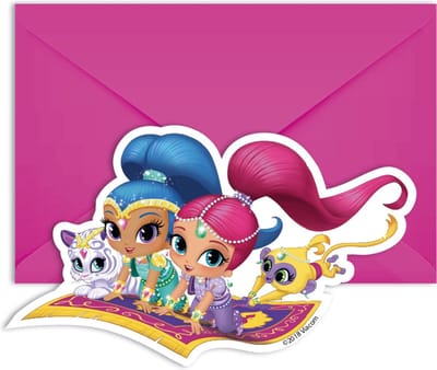 Vegaoo - 6 Shimmer + Shine uitnodigingen en enveloppen