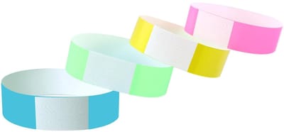 Dailygoods- Feestarmbanden 412 Stuks - Waterdichte Evenementenarmbanden - Identificatiearmbanden - Set van 4 Kleuren - 19 x 255 mm - Eenvoudig te Gebruiken - Toegangsbanden