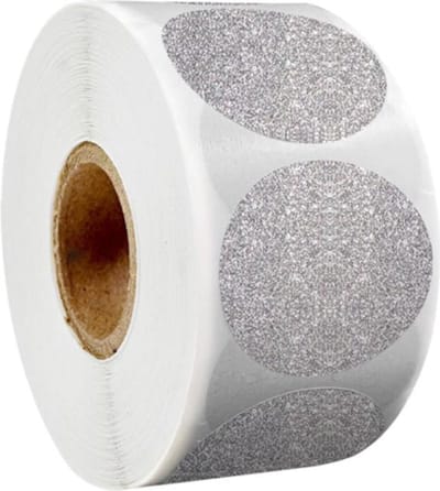 DW4Trading Stickerrol Zilver Glitter Rond Zilver Sluitstickers Ø 2,6 cm 300 Stuks