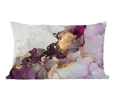 Sierkussens - Kussentjes Woonkamer - 60x40 cm - Marmer - Abstract - Goud - Paars