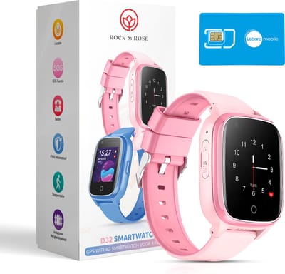 Rock&Rose 4G GPS Horloge Kind - Inclusief Simkaart - SOS Functie - Kinder Smartwatch - Kinderhorloge Meisje Smartwatch - Smartwatch Kinderen - Roze