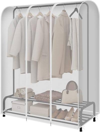 Kledingrek met ritssluiting, transparante kledingzakken, grote kledingbeschermhoes voor kleding, stofbescherming, opbergtas voor pak, waterafstotend, 150 x 50 x 110 cm
