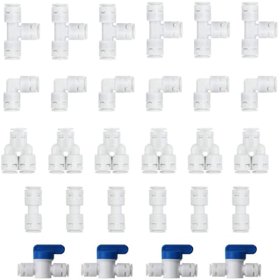 Dailygoody - Universele Aansluitsetadapter - RO Waterfilterfitting - Eenvoudige installatie - 28 Stuks - Voor Koelkast en Waterslang
