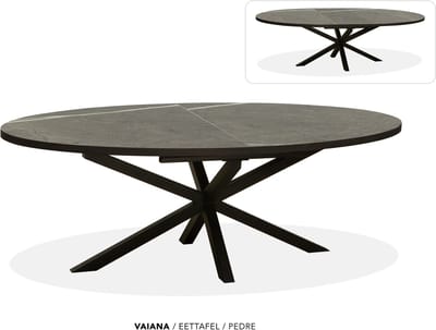 Maxfurn - Ovale uitschuiftafel 180/240 | Zeer krasvast | Kleur: Pedra