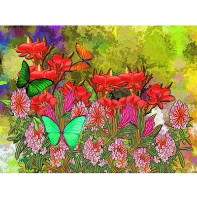Diamant borduurwerk bloem schilderij steentjes mozaïek diamant schilderij vlinder bloem behang 20X30CM