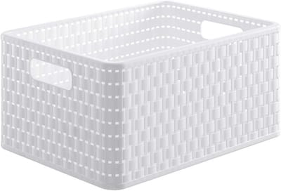 Opbergdoos Rotan Look - Decoratieve Mand - Thuis Organiseren - BPA-vrij Kunststof - 18 Liter - Wit