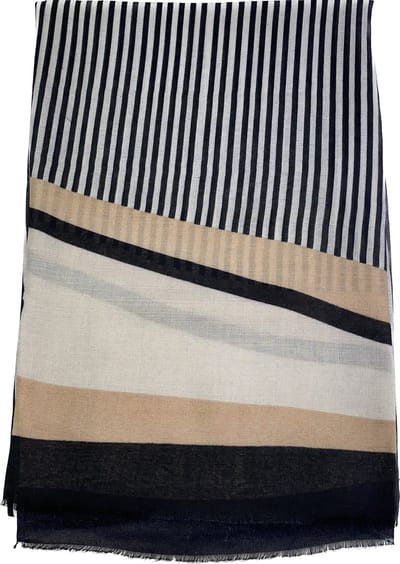 Modieuze dames sjaal met strepen in 5 kleuren 50% katoen en 50% viscose