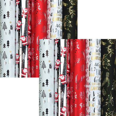 CHAMONIX Metallic kerstpapier assortiment cadeaupapier inpakpapier voor kerst - 150 x 70 cm - 10 rollen
