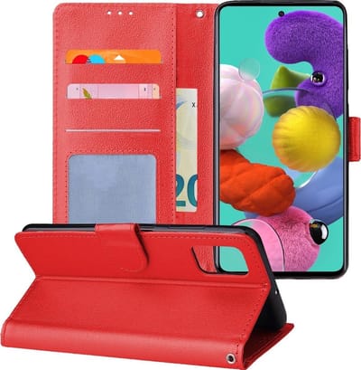 LuxeBass Telefoon Wallet Bookcase voor Samsung Galaxy A6 Plus 2018 - Portemonnee telefoonhoesje voor Bankpassen - Kunstleer - Siliconen Houder - Magnetische sluiten- Rood - bookcase - boekhoesje - book case - boek hoesje