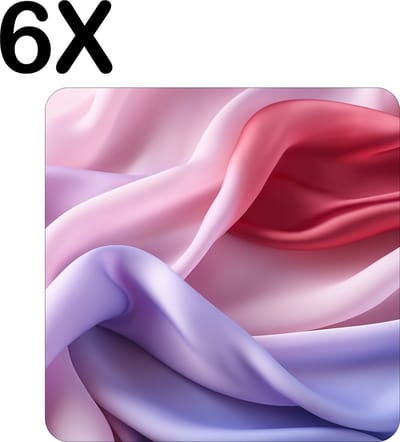 Luxe Placemat - Pastel Gekleurd - Golvend Satijn - Set van 6 Placemats - 50x50 cm - 2 mm dik Vinyl - Anti Slip - Afneembaar