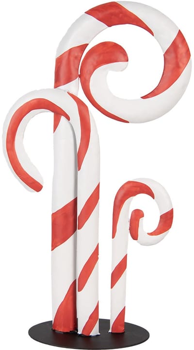 Clayre & Eef Kerstdecoratie Beeld Zuurstok 24x11x46 cm Wit Rood Metaal