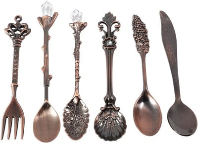 Set van 6 Stijlvolle Vintage Lepels voor Dessert, Koffie en IJs - Mini Tafelgerei voor Keuken en Eetkamer