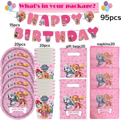 Roze Paw Patrol Verjaardagsfeest Decoratie Skye Wegwerp Servies Tafelkleed Bord Folie Ballonnen Babyborrel Meisjes Feestartikelen