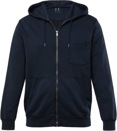 JP 1880 - Heren - Hoodie-jack sweatstof capuchon vintage look capuchon - Navy blauw - Maat XXL