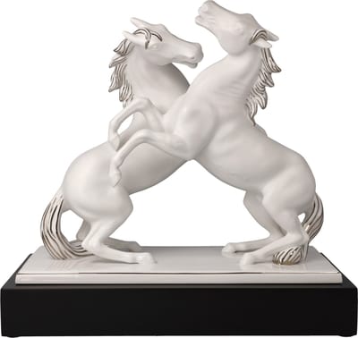 Goebel - Studio 8 | Decoratief beeld / figuur Paarden | Porselein - 32cm - met platina