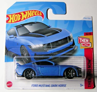 HOT WHEELS FORD MUSTANG DARK HORSE MAT BLUE 250/250 (1:64) HW THEN AND NOW 10/10