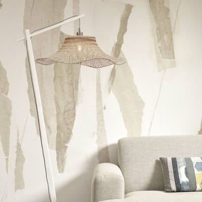GOOD&MOJO Vloerlamp Ibiza - Bamboe Wit/Naturel - 83x65x176cm - Bohemian - Staande lampen voor Woonkamer - Slaapkamer
