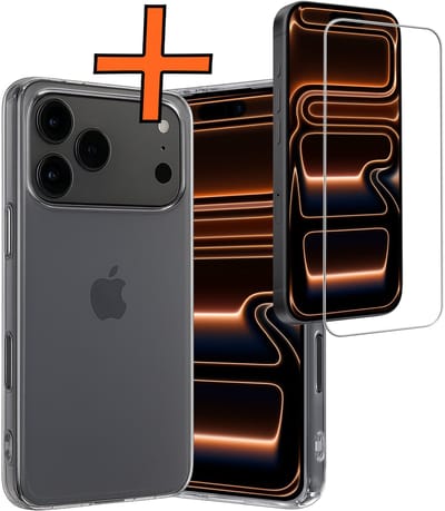 Hoes - Met Screenprotector - Geschikt voor Apple iPhone 17 Pro Max / 18 Pro Max - Sterk & Shockproof - Back Cover - Siliconen Case - Telefoon Hoes - Transparant