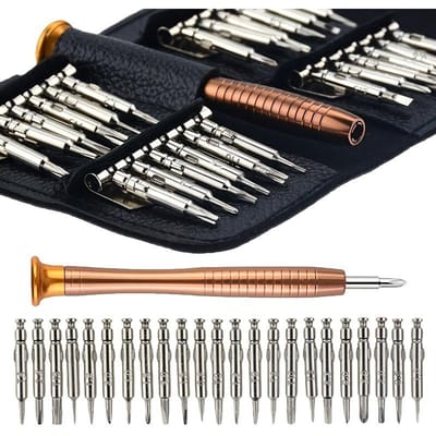 Mini Jeu de Tournevis de Précision 25 en 1 Tournevis Électronique Torx Outils d'Ouverture et de Réparation Kit pour IPhone Appareil Photo Montre Tablette PC noir