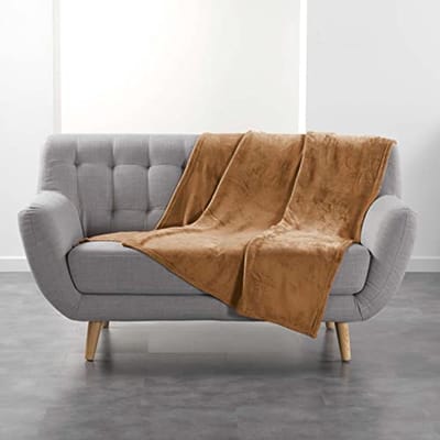 Effen Flanellen Deken 125 x 150 cm in Camel Kleur - Zacht en Comfortabel voor Elke Ruimte