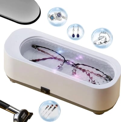 Ultrasoon reiniger 250 ml 30.000 Hz op batterijen, antislipbasis Geschikt voor brillen, sieraden, horloges, kunstgebitten en kleine onderdelen