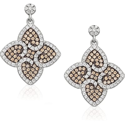 Orphelia Oorbel Klaver Brown/White Zirconium Sterling Zilver 925