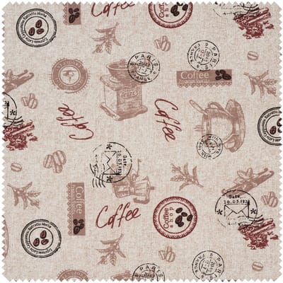 Motiefstof in linnenlook "Coffee"