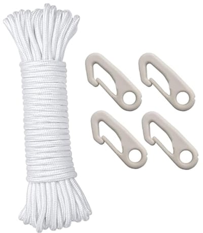 15 m Vlaggenmast Vlaggentouw met Haken - Weerbestendig en Duurzaam - 15 Meter Vlaggentouw voor Buiten