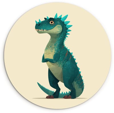 WallCircle® Wandcirkel 120x120 cm - Muurcirkel Dinosaurus - Turquoise - Stekels - Muurdecoratie woonkamer - Wanddecoratie slaapkamer - Kamer decoratie accessoires - Ronde schilderijen XXL