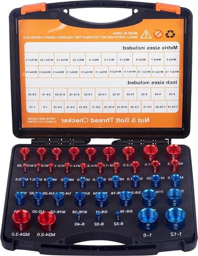 Allecto Plus - Draadcontrolemeter Set 44 stuks van Koolstofstaal in Opbergdoos - Precisie meten Gereedschap