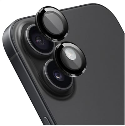 Rosso Camera Frame Protector Geschikt voor Apple iPhone 16 / 16 Plus - Case Friendly - 9H Tempered Glass voor Cameralens - Gemakkelijke Installatie met Tray - Zwart
