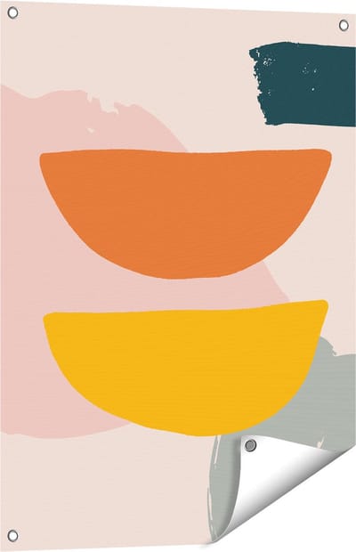 Gards Tuinposter Abstracte Kunst in Scandinavische Stijl - 60x80 cm - Tuindoek - Tuindecoratie - Wanddecoratie buiten - Tuinschilderij