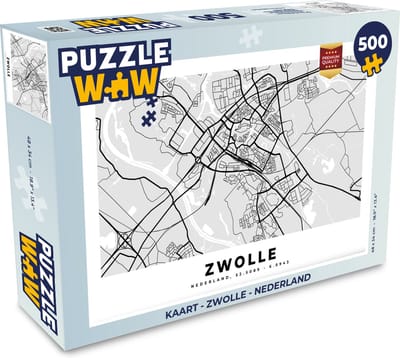 Puzzel Kaart - Zwolle - Nederland - Legpuzzel - Puzzel 500 stukjes